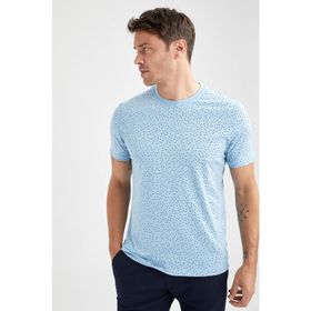 DeFacto Ekstra Slim Fit Bisiklet Yaka Floral Desenli Kısa Kollu Tişört U0284AZ21SM