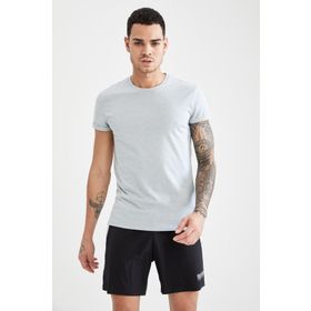 DeFacto Ekstra Slim Fit Bisiklet Yaka Floral Desenli Kısa Kollu Tişört U0284AZ21SM