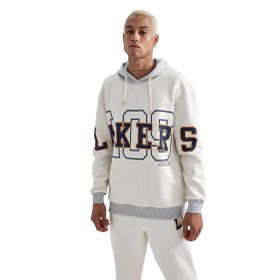 DeFacto Erkek DeFactoFit NBA Los Angeles Lakers Boxy Fit Kapüşonlu Sweatshirt, Bej, M Sweatshirt