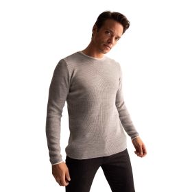 DeFacto Erkek Regular Fit Bisiklet Yaka Triko Kazak, Gri, 3XL Kazak