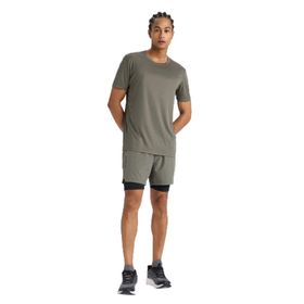 DeFacto F0010AX25AU Haki-KH398 Erkek Slim Fit Dar Kesim Sporcu İçi Taytlı Dokuma Şort