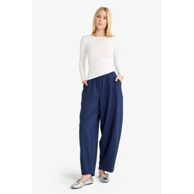 DeFacto F3375AX25AU NV241 Lacivert Baggy Fit Normal Bel Kadın Pantolon