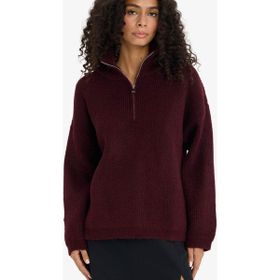 Defacto F3897AX25WN BR226 Bordo Relax Fit Yarım Fermuarlı Triko Kadın Kazak