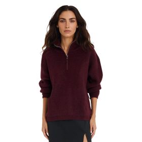 Defacto F3897AX25WN BR226 Bordo Relax Fit Yarım Fermuarlı Triko Kadın Kazak