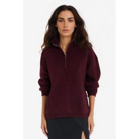 Defacto F3897AX25WN BR226 Bordo Relax Fit Yarım Fermuarlı Triko Kadın Kazak
