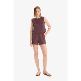 DeFacto F4441AX25SM Bordo-BR475 Kadın Regular Fit Bürümcük Şort