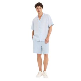 DeFacto F4599AX25HS Mavi-BE771 Erkek Keten Relax Fit Bermuda Şort