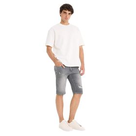 DeFacto F4692AX25SM Gri-NM18 Erkek Slim Fit Dar Kesim Jean Bermuda Şort