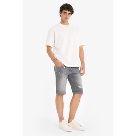DeFacto F4692AX25SM Gri-NM18 Erkek Slim Fit Dar Kesim Jean Bermuda Şort