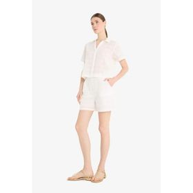 DeFacto F5926AX25SM Beyaz-WT32 Kadın Regular Fit Düz Paça Brode Şort