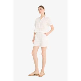 DeFacto F5926AX25SM Beyaz-WT32 Kadın Regular Fit Düz Paça Brode Şort