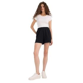 DeFacto F6776AX25HS Siyah-BK81 Kadın Regular Fit Beli Lastikli Cepli Şort