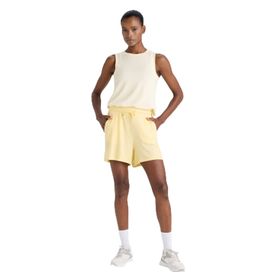 DeFacto F6898AX25SMYL252-218052 Sarı Kadın Standart Fit Sporcu Kısa Paça Ribana Şort