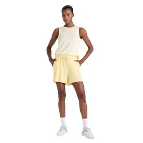 DeFacto F6898AX25SMYL252-218052 Sarı Kadın Standart Fit Sporcu Kısa Paça Ribana Şort