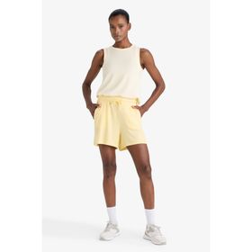 DeFacto F6898AX25SMYL252-218052 Sarı Kadın Standart Fit Sporcu Kısa Paça Ribana Şort