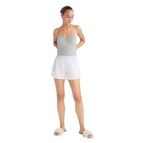 DeFacto F8932AX25HS Mavi-BE551 Kadın Regular Fit Gofre Dokulu Çizgili Şort Pijama Altı