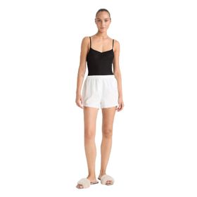 DeFacto F8934AX25HS Beyaz-WT48 Kadın Regular Fit Beli Lastikli Şort Pijama Altı