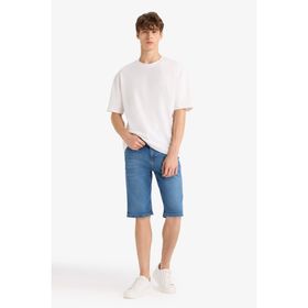 DeFacto F9890AX25SM Mavi-NM28 Erkek Regular Fit Jean Bermuda Şort