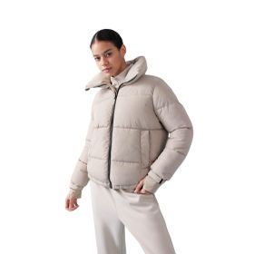 DeFacto Fit Su İtici Regular Fit Puffer Şişme Bej Kadın Mont