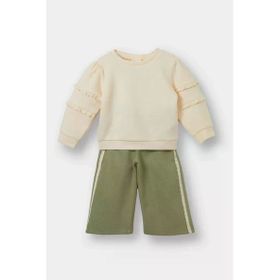 DeFacto G0081A5KH461 Haki Sweatshirt Eşofman Altı Kız Bebek 2'li Takım