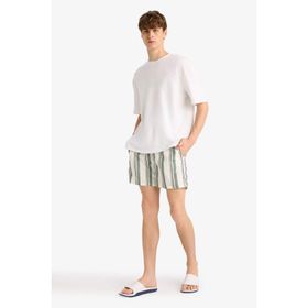 DeFacto G0177AX25HSKH440-1013002 Açık Haki, File Astarlı Microfiber Kısa Boy Deniz Şortu