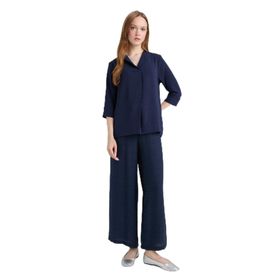 DeFacto G1552AX25HS Lacivert-NV243 Kadın Relax Fit Geniş Paça Kapri Şort