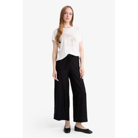 DeFacto G1552AX25HS Siyah-BK81 Kadın Relax Fit Geniş Paça Kapri Şort