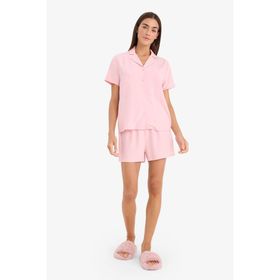 DeFacto G1962AX26SP Pembe Kadın Pijama Takımı Kısa Kollu Üst Şort