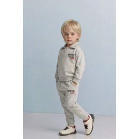 DeFacto G6294A526SP Gri-GR96 Slogan Baskılı Sweatshirt Kumaşı 2'li Erkek Bebek Takım