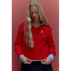 DeFacto G6850AX26SP RD295 Kırmızı Slim Fit V Yaka Kadın Kazak