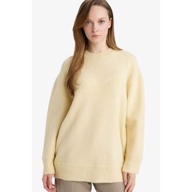 DeFacto G7239AX25CW Sarı-YL435 Loose Fit Bisiklet Yaka Triko Kazak Tunik