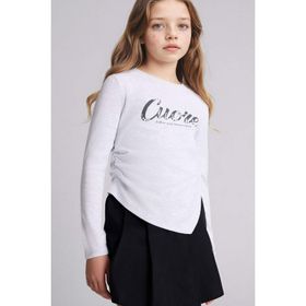DeFacto G8463A826SP Gri-GR421 Baskılı Ribana Kız Çocuk T-shirt