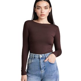 DeFacto G9201AX26SP BN116 Kahve Slim Fit Basic Kadın Tişört