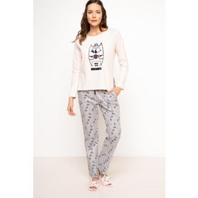 DeFacto H0650AZ.17SM.PN153 Pembe Desenli Kadın Pijama Takımı