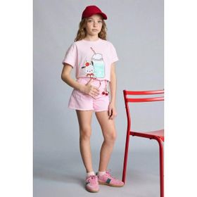 DeFacto H1514A826HS Pembe-PN343 Gabardin Kız Çocuk Şort