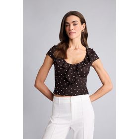 DeFacto H1592AX26SM Slim Fit V Yaka Puantiyeli Kırışık Dokulu Tişört