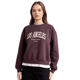 Defacto H1936AX25WN BN340 Kahve Slogan Baskılı Relax Fit Kadın Sweatshirt