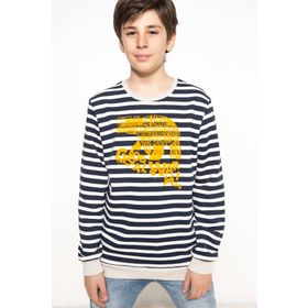 DeFacto H5951A617WNER105 Çizgili Yazı Baskılı Erkek Çocuk Sweatshirt