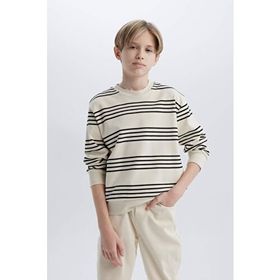 DeFacto H5951A617WNER105 Çizgili Yazı Baskılı Erkek Çocuk Sweatshirt