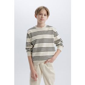 DeFacto H5951A617WNER105 Çizgili Yazı Baskılı Erkek Çocuk Sweatshirt