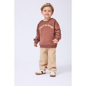 DeFacto I0701A526AU Bisiklket Yaka Nakışlı Sweatshirt Esnek Belli Pantolon 2'li Erkek Bebek Takım