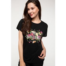 Defacto J3647AZ18SMBK46 Baskılı Kadın T-Shirt