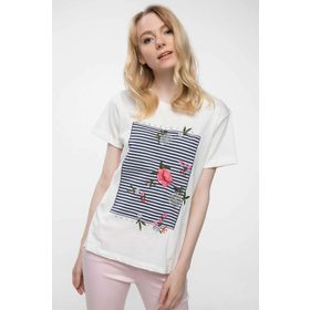 Defacto K0027AZ18AUWT34 Çiçek Baskılı Kadın Kadın T-Shirt