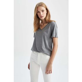 DeFacto K1507AZ V Yaka Basic Relax Fit Kısa Kollu Tişört