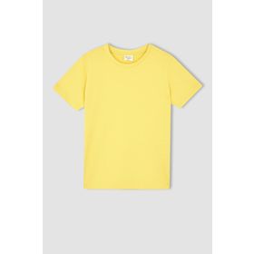 DeFacto K1687A622SP Beyaz Erkek Çocuk Regular Fit Bisiklet Yaka Kısa Kollu Pamuklu Penye Tişört