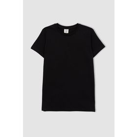 DeFacto K1687A622SP Beyaz Erkek Çocuk Regular Fit Bisiklet Yaka Kısa Kollu Pamuklu Penye Tişört