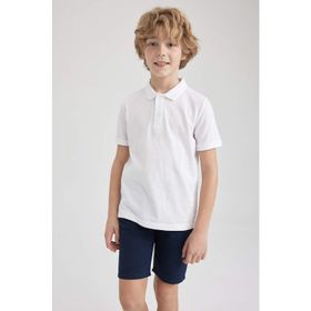 DeFacto K1689A623SM WT34 Beyaz Pike Kısa Kollu Polo Erkek Çocuk T-shirt