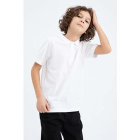 DeFacto K1689A623SM WT34 Beyaz Pike Kısa Kollu Polo Erkek Çocuk T-shirt
