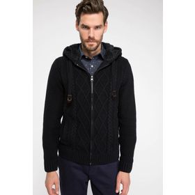 Defacto K8502AZ.18CW.BK46 Siyah Kapüşonlu Fermuarlı Kadın Hırka