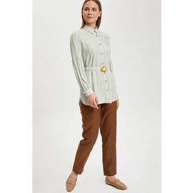 DeFacto K9177AZ19SPAR140 Kemerli Relax Fit Kadın Pantolon